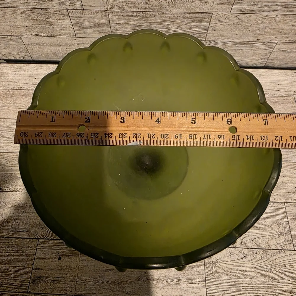 Green Frosted Glass Pedestal Compote - Unbranded